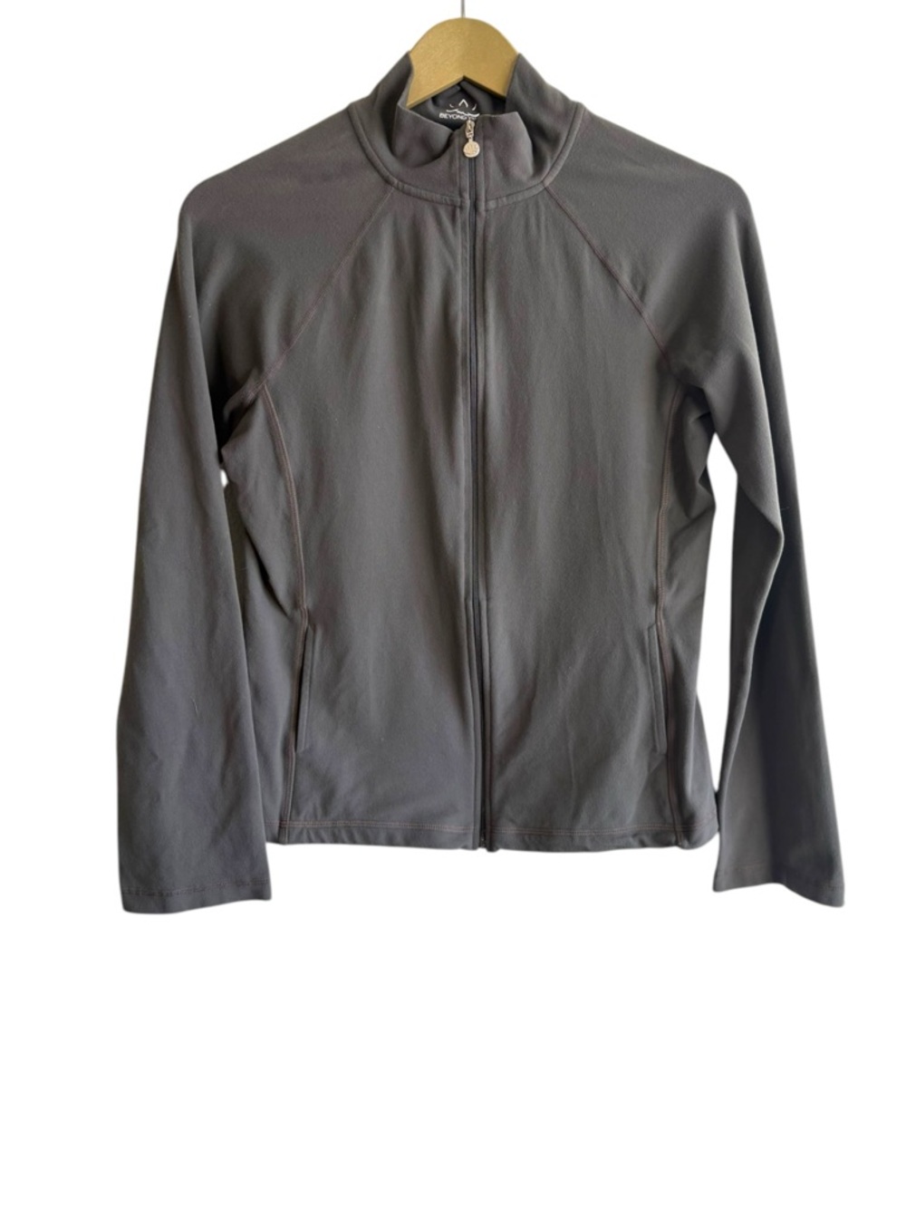 Beyond Yoga Size Medium Gray Mock Neck Full Zip Jacket‎ Active Running Gym Yoga